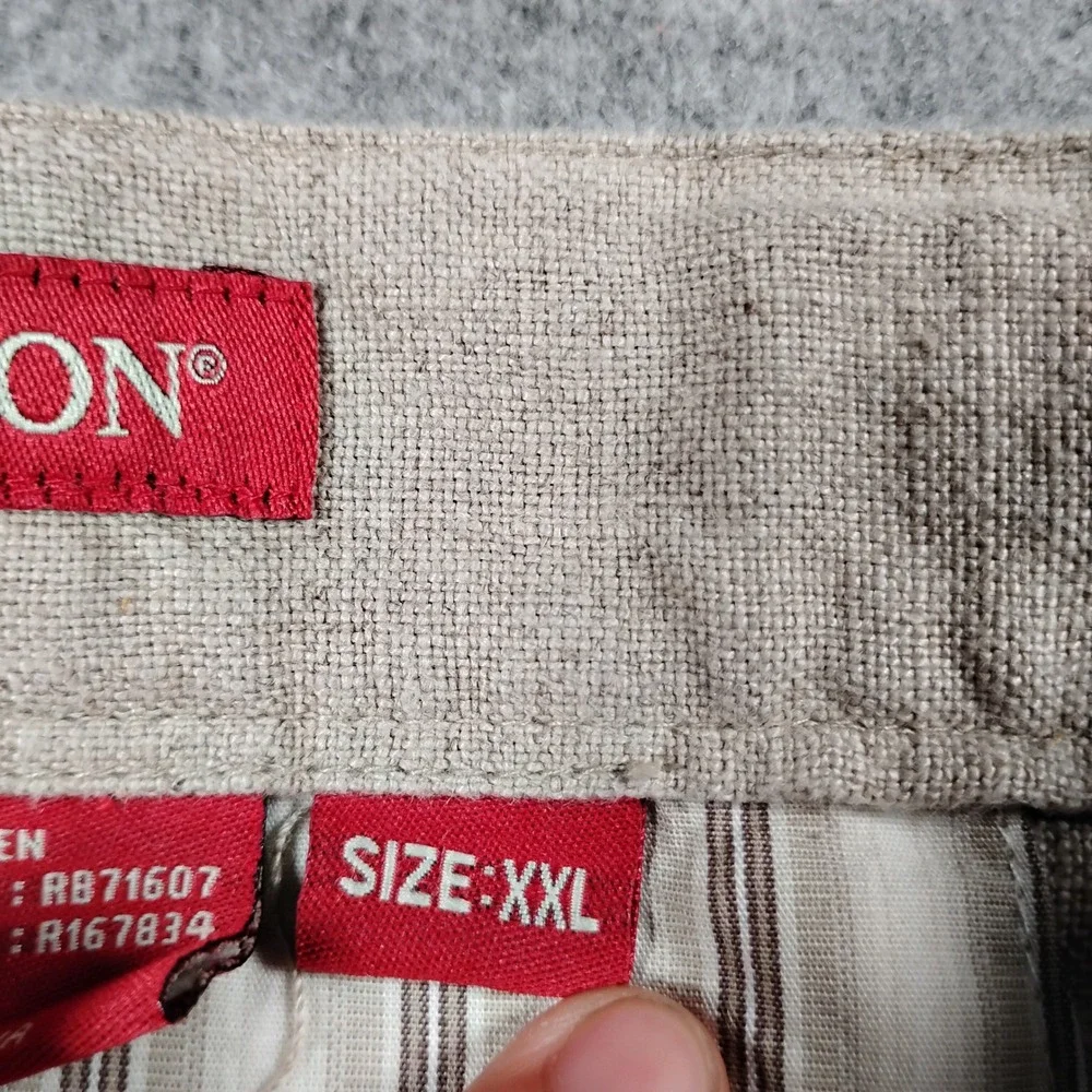 Reunion Men's Beige 100% Linen Drawstring Straight Leg Casual Pants Size XXL
